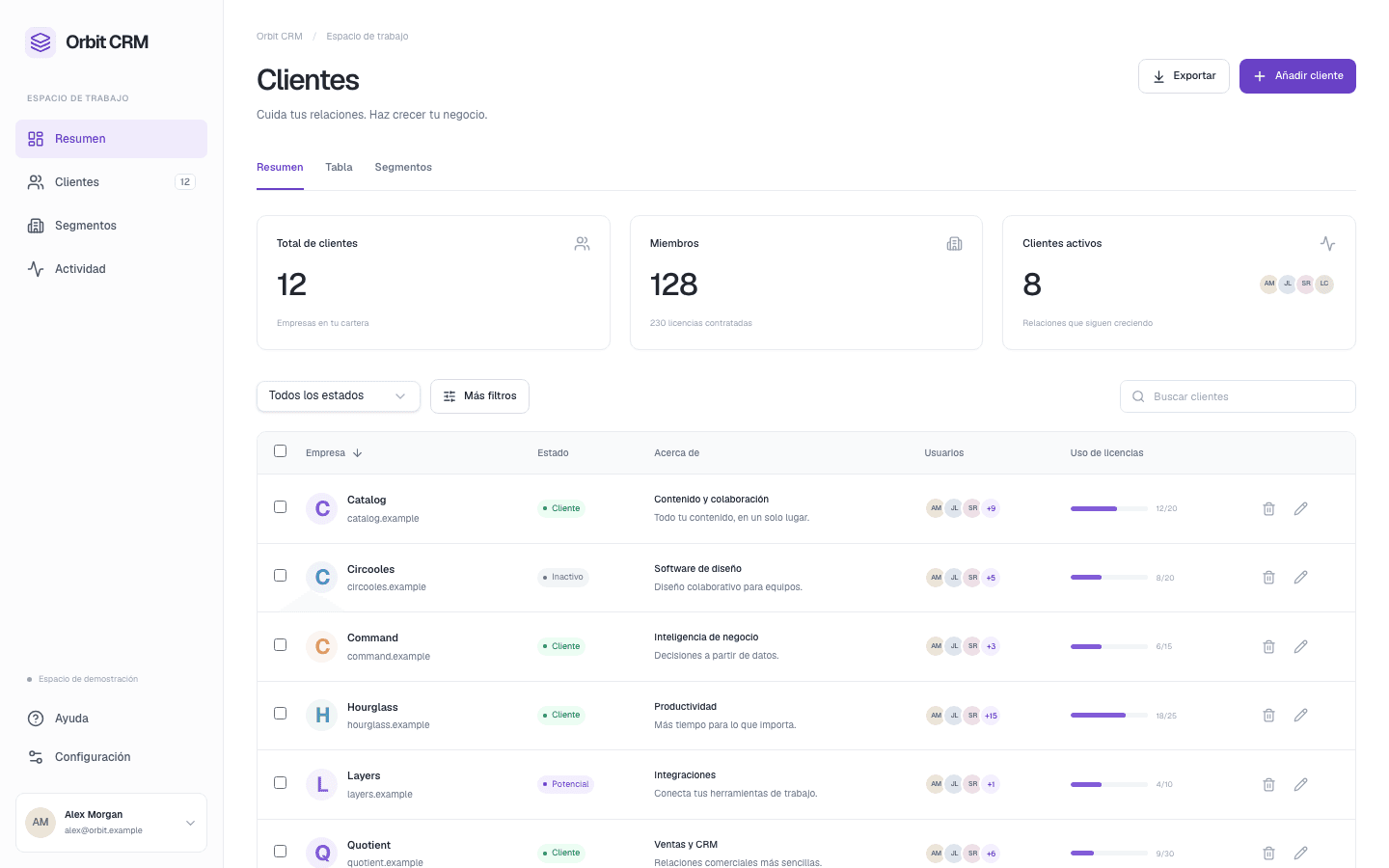 Screenshot of CRM